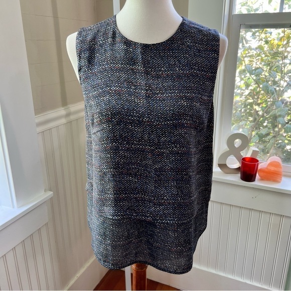 Theory Hodal‎ C Silk Sleeveless Blouse Size Large Dark Academia Professor Core - Picture 12 of 14